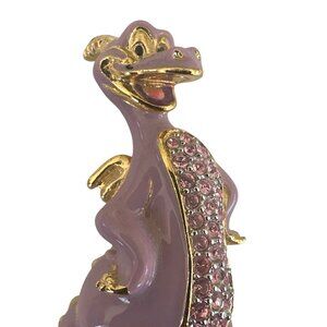 Vintage Gold-Tone Purple Enamel Figment Rhinestone Brooch Pin